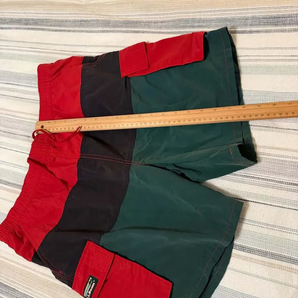 Vintage L.L. Bean Tri-Colorblock Cargo Swim Trunks